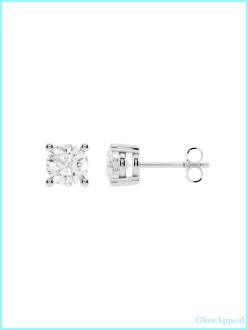Round Lab Grown Diamond Stud Earrings 14K Gold Plated 925 Sterling Silver